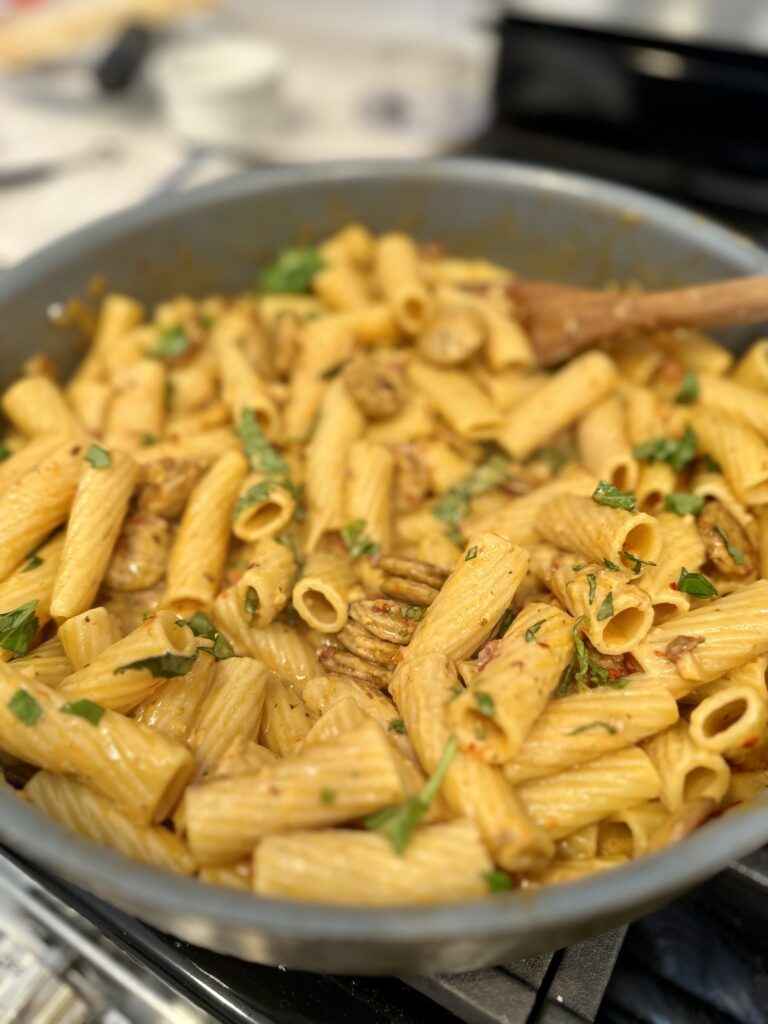 Creamy Rigatoni with Chicken Sausage • In the Kitchen with Steff